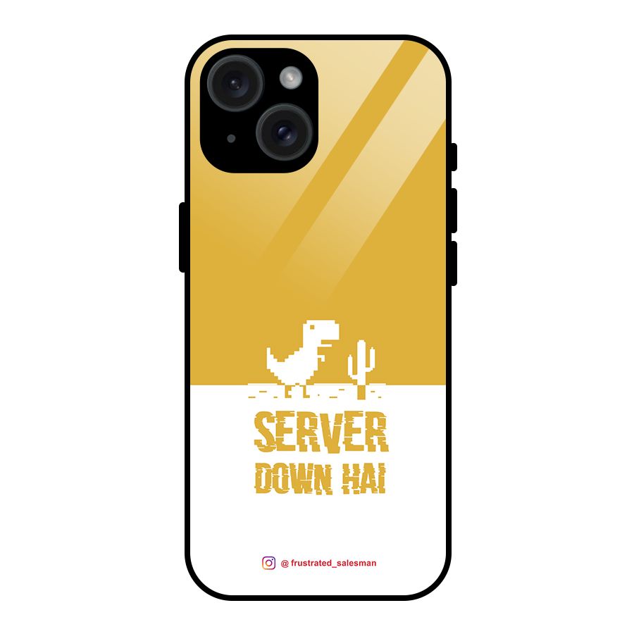 Server Down Hai Mustard Yellow Glass Back Case for iPhone 15