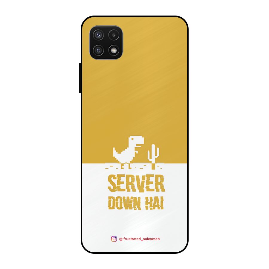 Server Down Hai Mustard Yellow Metal Back Case for Galaxy A22 5G