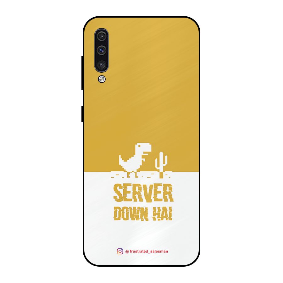 Server Down Hai Mustard Yellow Metal Back Case for Galaxy A30s