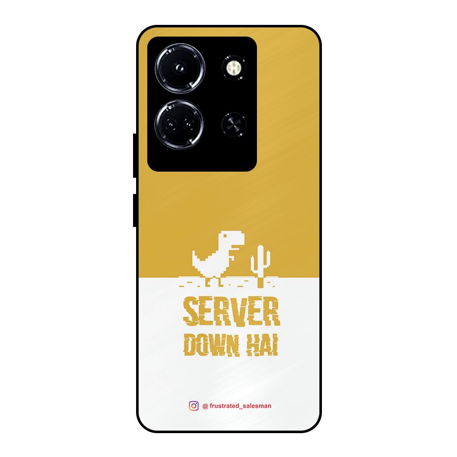 Server Down Hai Mustard Yellow Metal Back Case for Infinix Note 30 5G