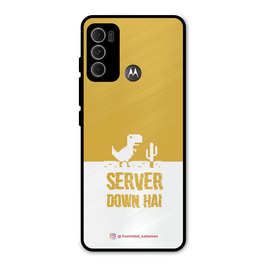 Server Down Hai Mustard Yellow Metal Back Case for Moto G60