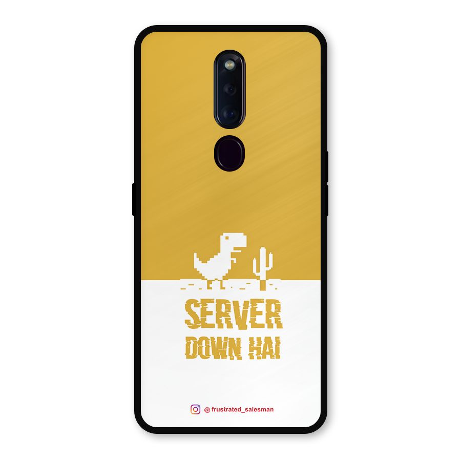 Server Down Hai Mustard Yellow Metal Back Case for Oppo F11 Pro