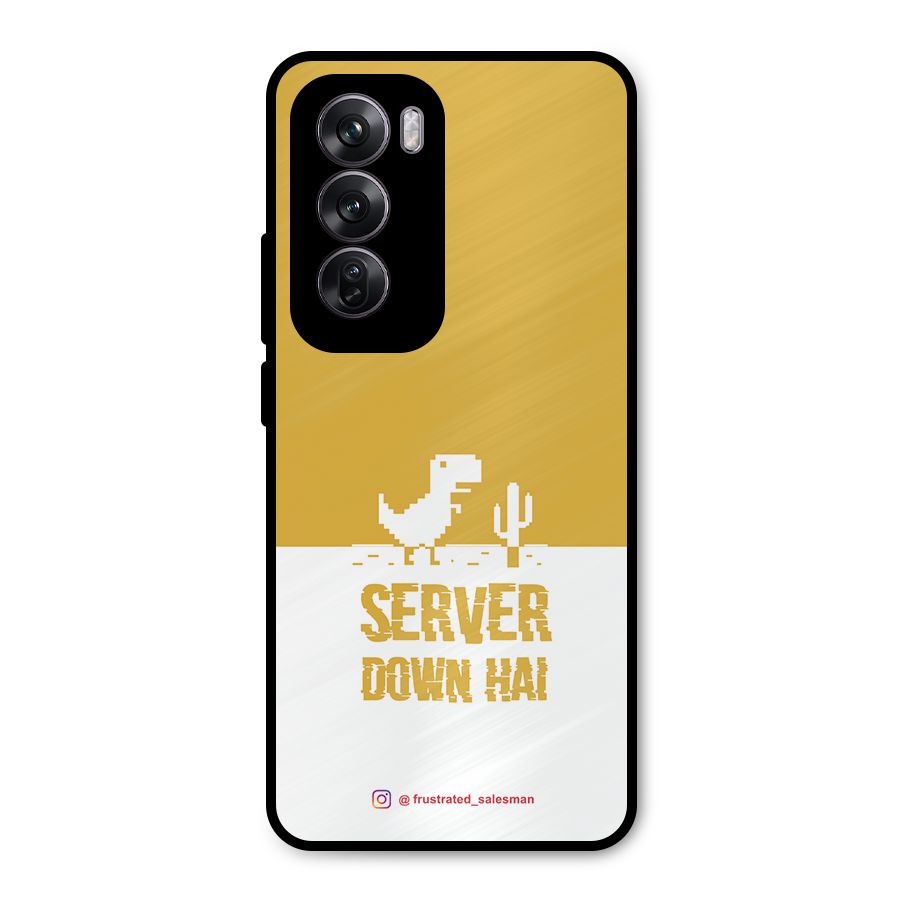 Server Down Hai Mustard Yellow Metal Back Case for Oppo Reno12 Pro