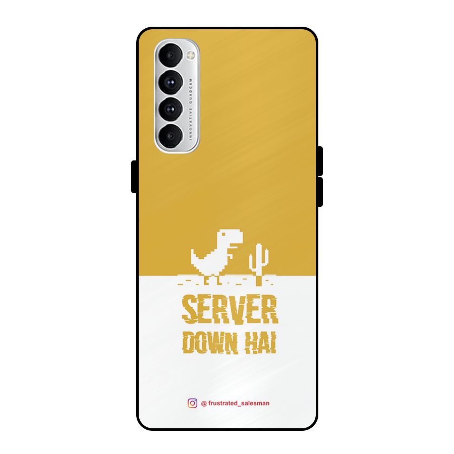 Server Down Hai Mustard Yellow Metal Back Case for Oppo Reno4 Pro