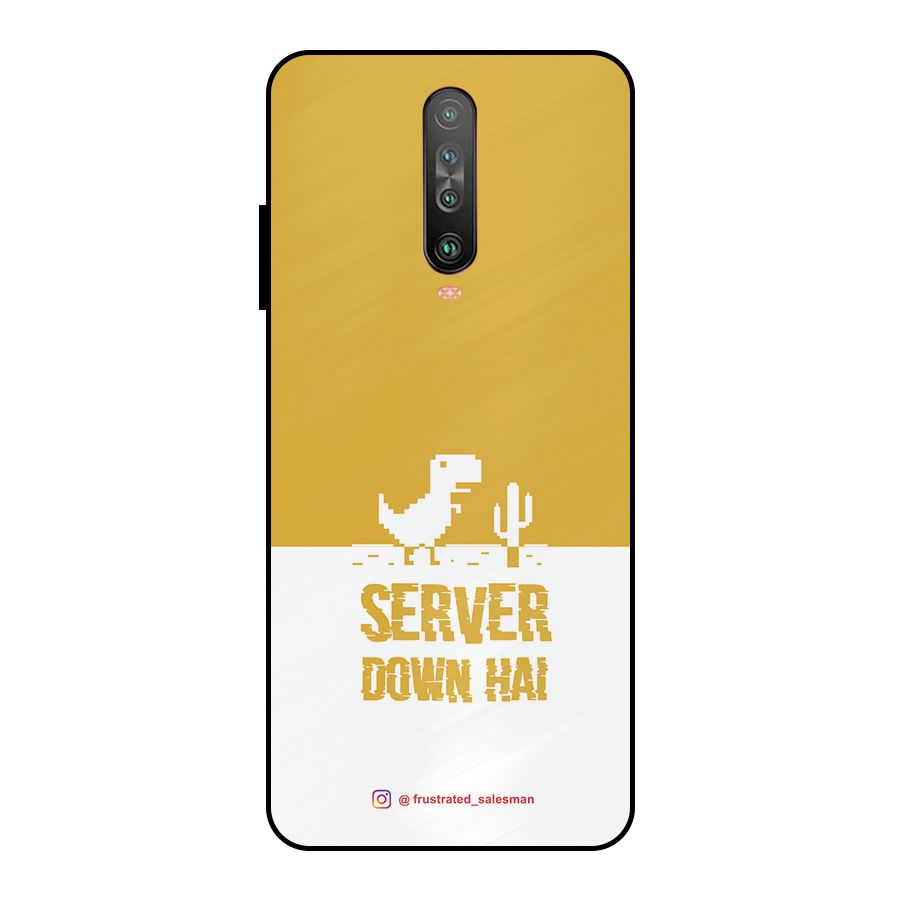Server Down Hai Mustard Yellow Metal Back Case for Poco X2