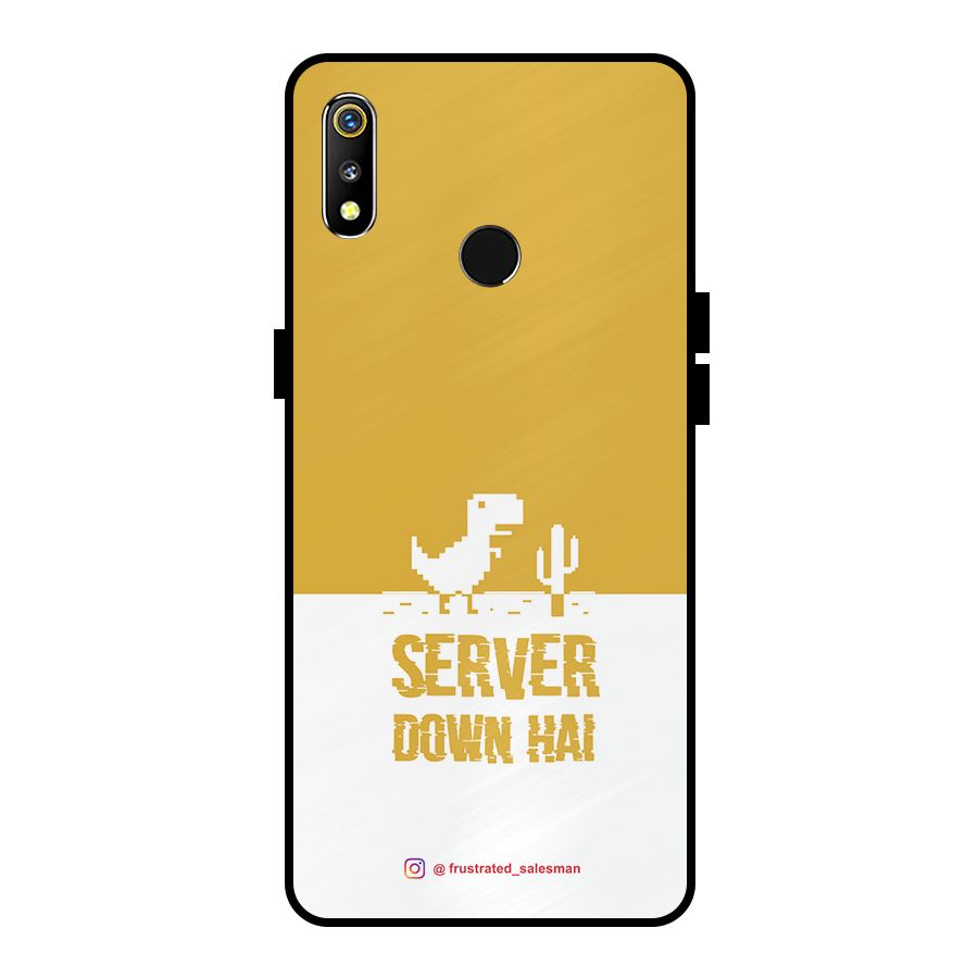 Server Down Hai Mustard Yellow Metal Back Case for Realme 3i