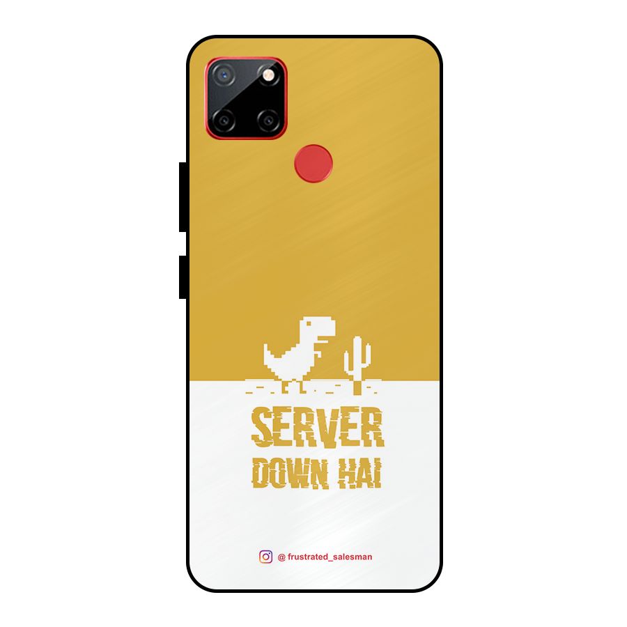Server Down Hai Mustard Yellow Metal Back Case for Realme C12