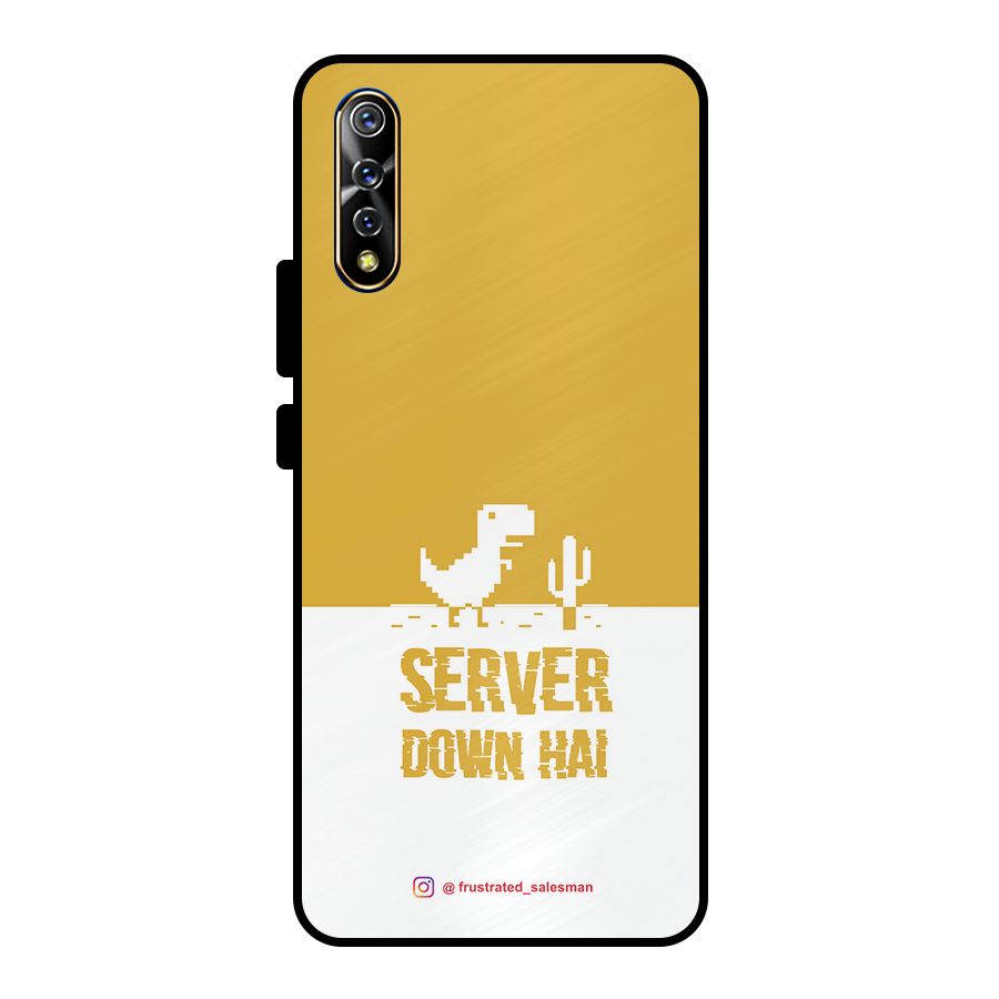 Server Down Hai Mustard Yellow Metal Back Case for Vivo S1