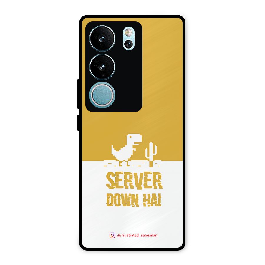 Server Down Hai Mustard Yellow Metal Back Case for Vivo V29 Pro