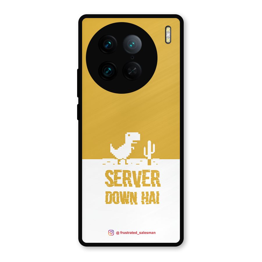 Server Down Hai Mustard Yellow Metal Back Case for Vivo X90 Pro