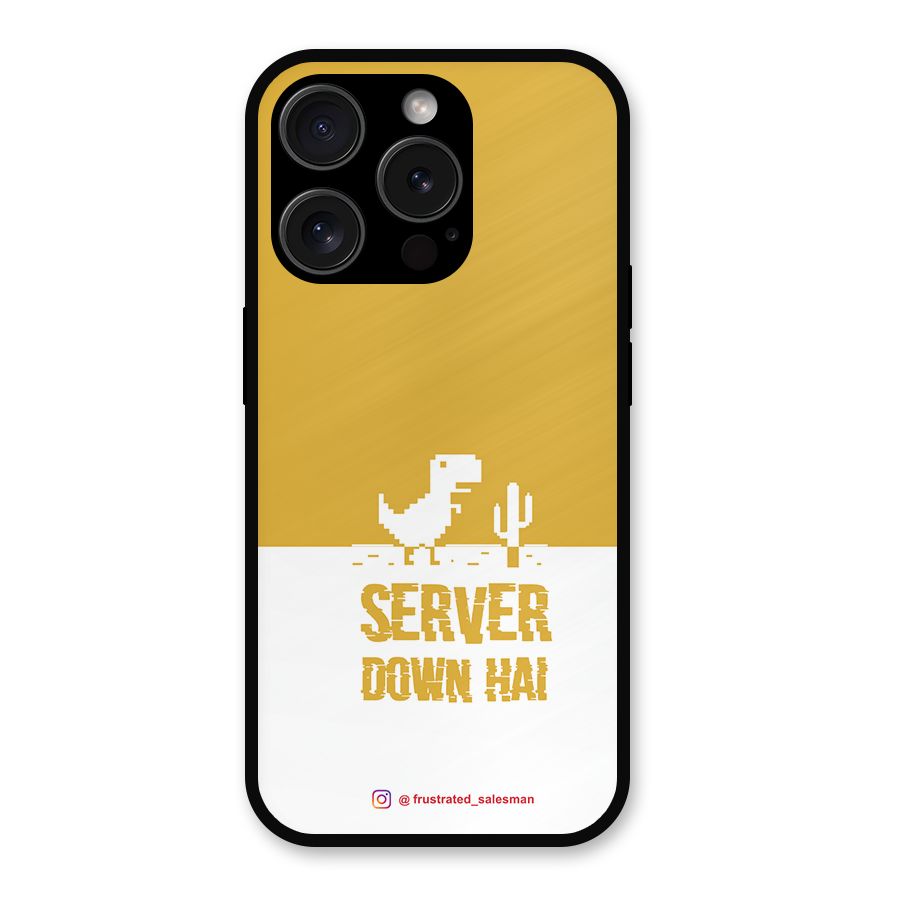 Server Down Hai Mustard Yellow Metal Back Case for iPhone 15 Pro
