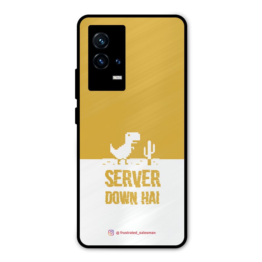 Server Down Hai Mustard Yellow Metal Back Case for iQOO 9 5G