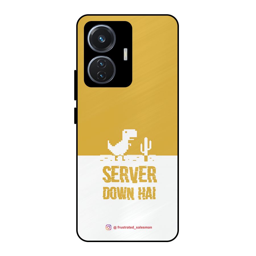 Server Down Hai Mustard Yellow Metal Back Case for iQOO Z6 44W