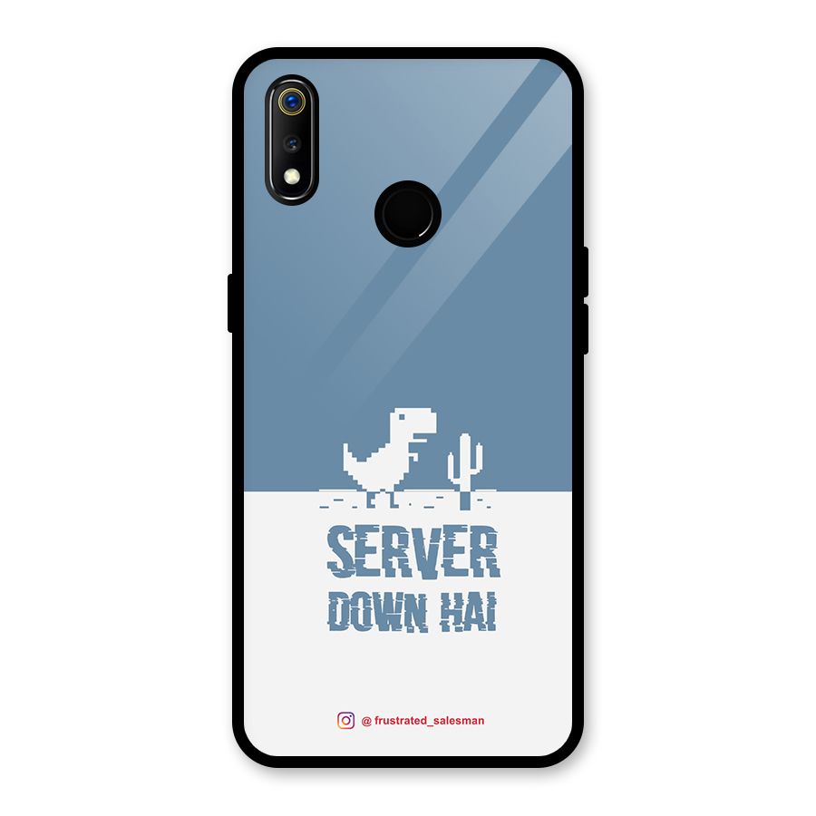 Server Down Hai SteelBlue Glass Back Case for Realme 3i