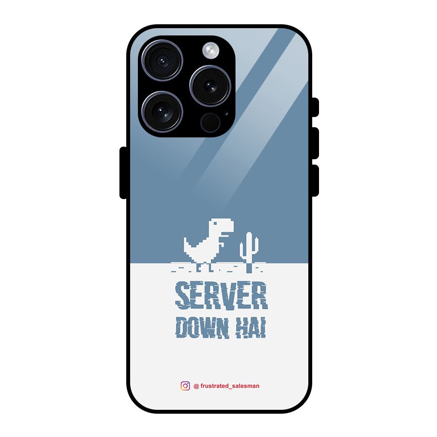 Server Down Hai SteelBlue Glass Back Case for iPhone 15 Pro