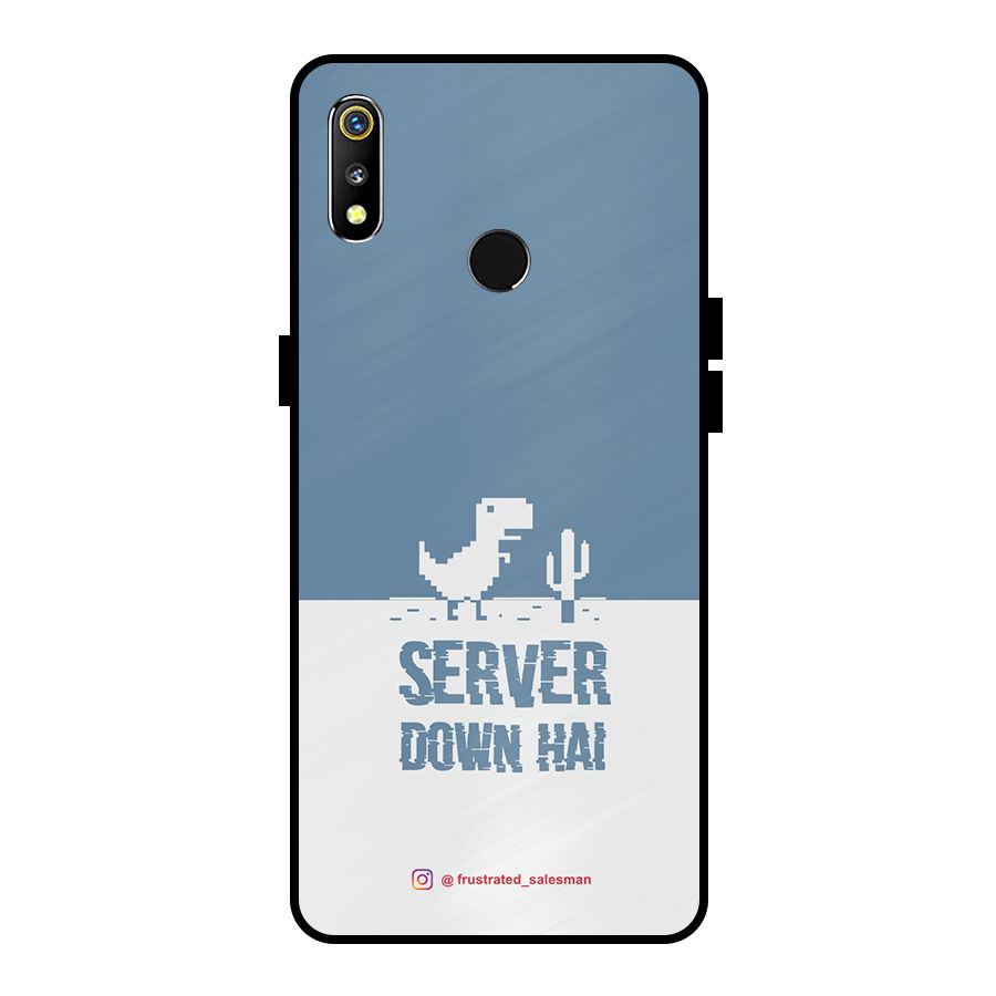 Server Down Hai SteelBlue Metal Back Case for Realme 3i