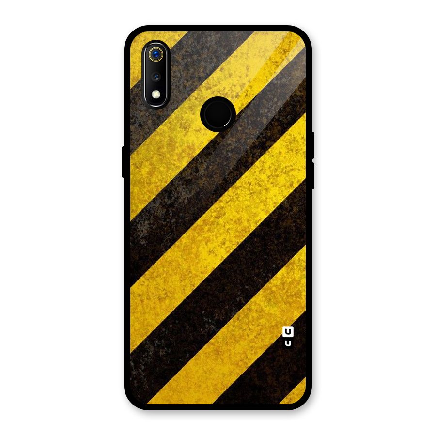 Shaded Yellow Stripes Glass Back Case for Realme 3i