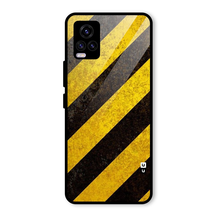 Shaded Yellow Stripes Glass Back Case for Vivo V20 2021