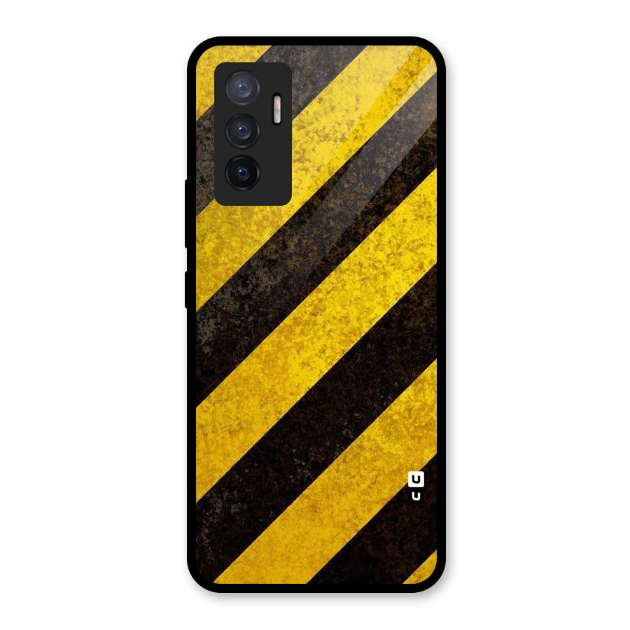 Shaded Yellow Stripes Glass Back Case for Vivo V23e