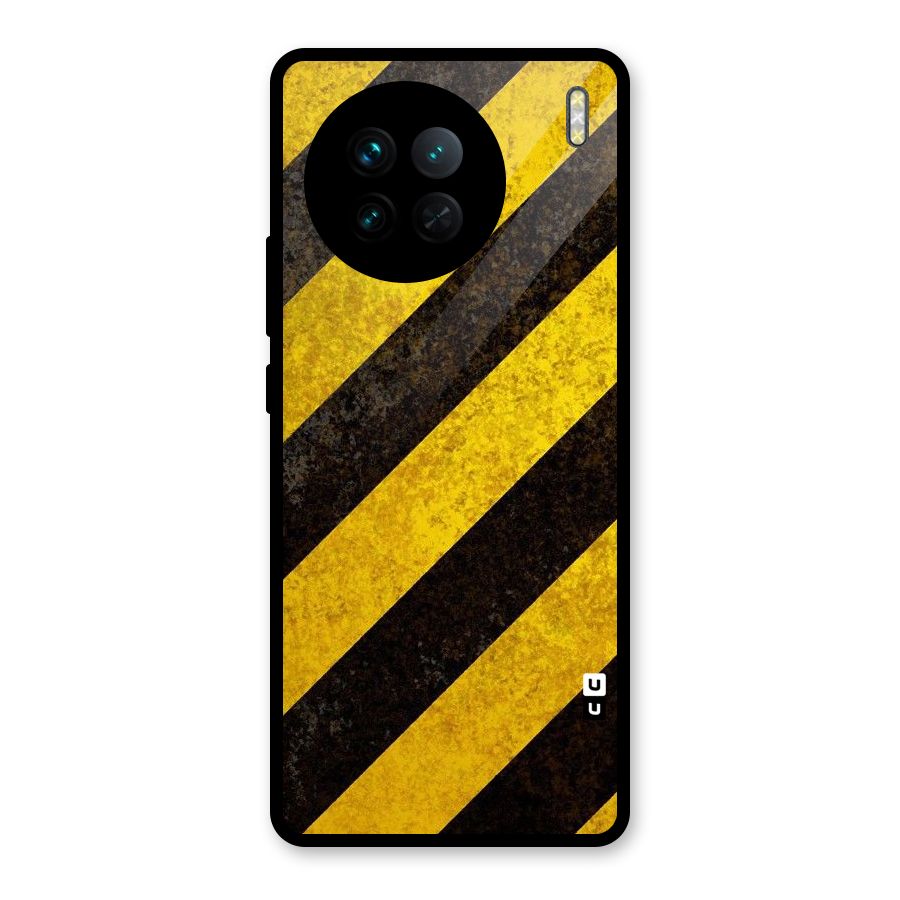 Shaded Yellow Stripes Glass Back Case for Vivo X90