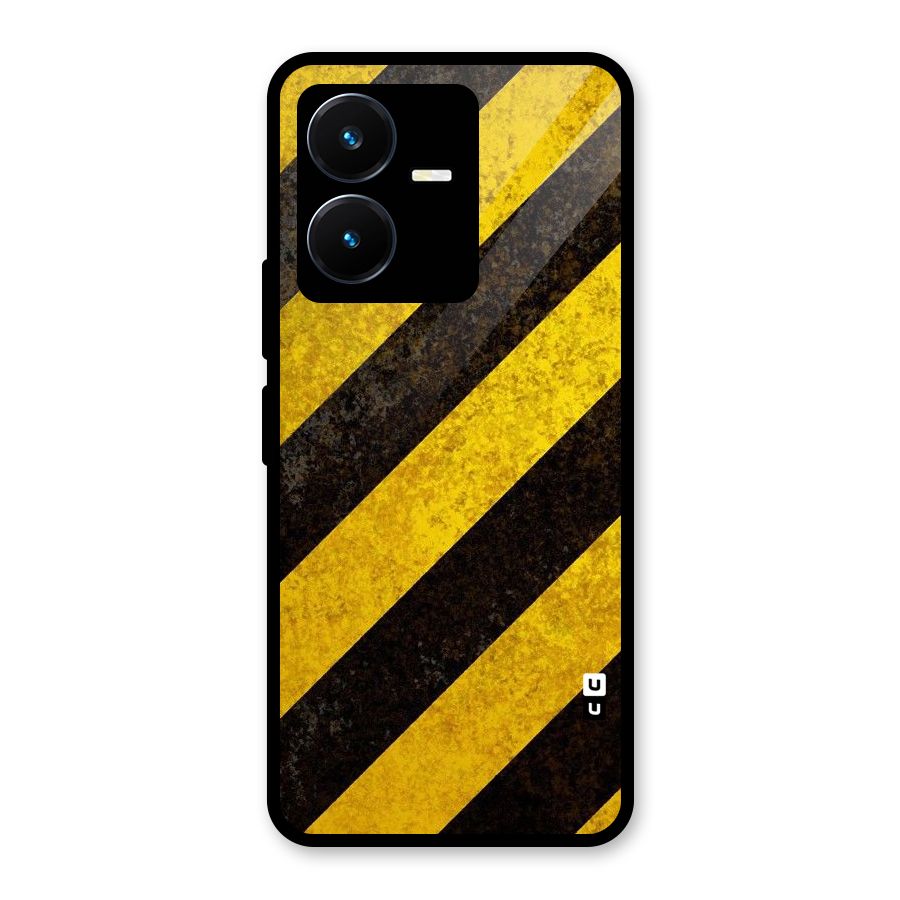 Shaded Yellow Stripes Glass Back Case for Vivo Y22s