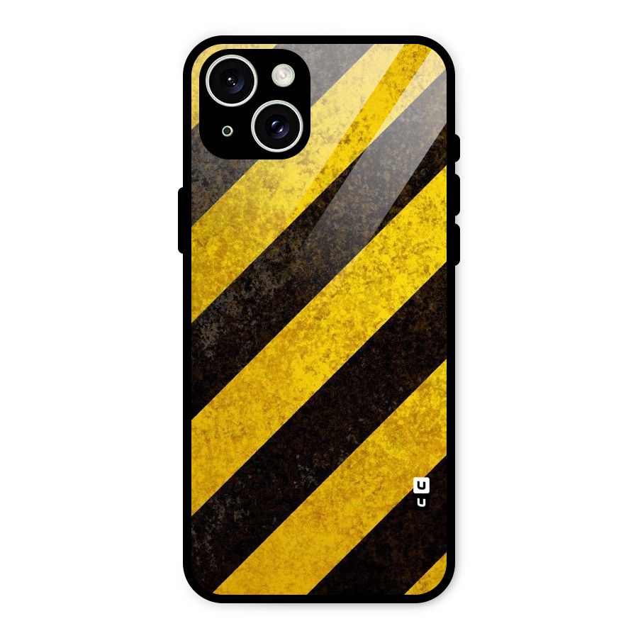 Shaded Yellow Stripes Glass Back Case for iPhone 15 Plus