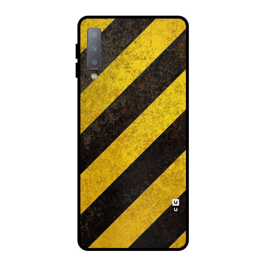 Shaded Yellow Stripes Metal Back Case for Galaxy A7 (2018)