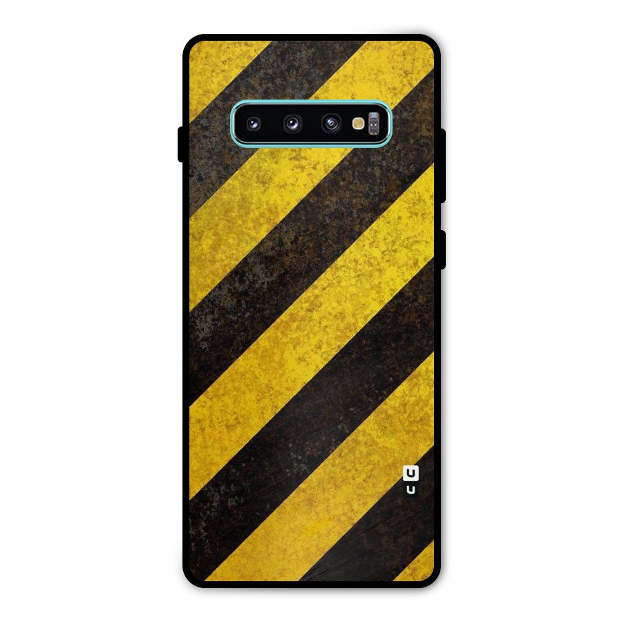 Shaded Yellow Stripes Metal Back Case for Galaxy S10 Plus