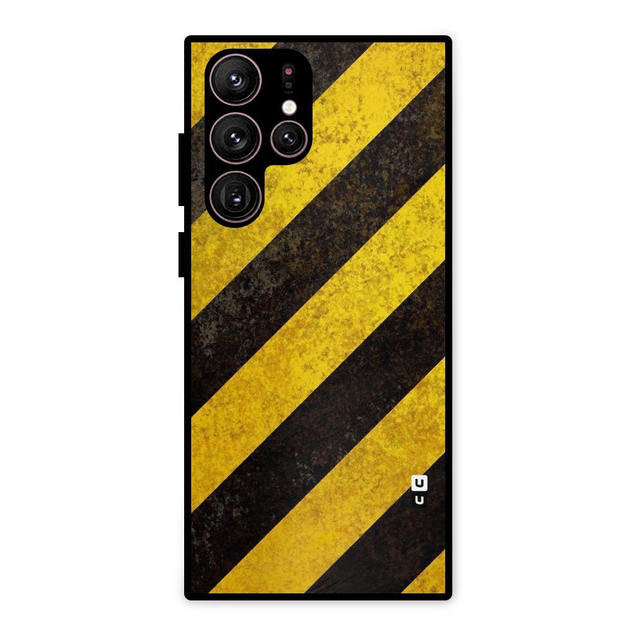 Shaded Yellow Stripes Metal Back Case for Galaxy S22 Ultra 5G