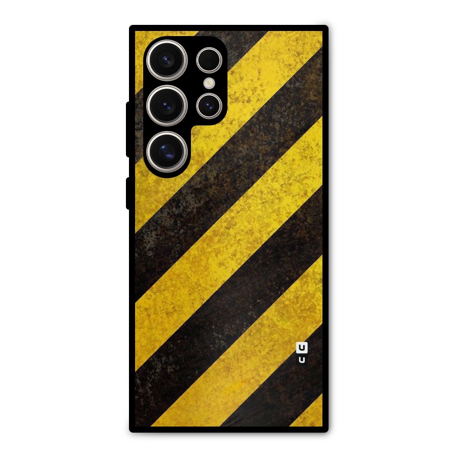 Shaded Yellow Stripes Metal Back Case for Galaxy S24 Ultra