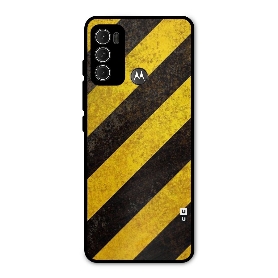 Shaded Yellow Stripes Metal Back Case for Moto G60