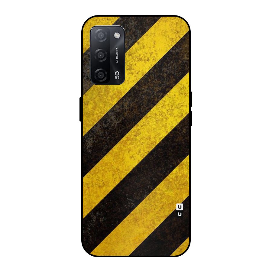 Shaded Yellow Stripes Metal Back Case for Oppo A53s 5G