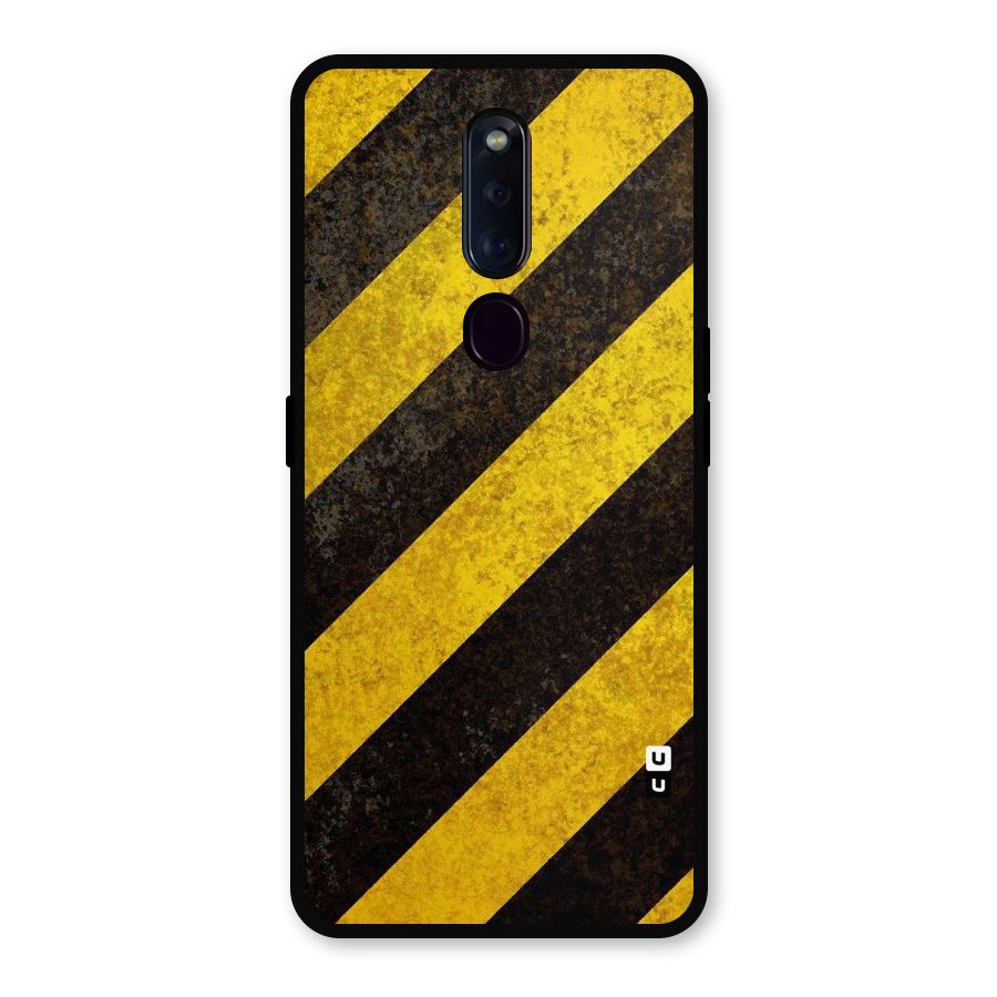 Shaded Yellow Stripes Metal Back Case for Oppo F11 Pro