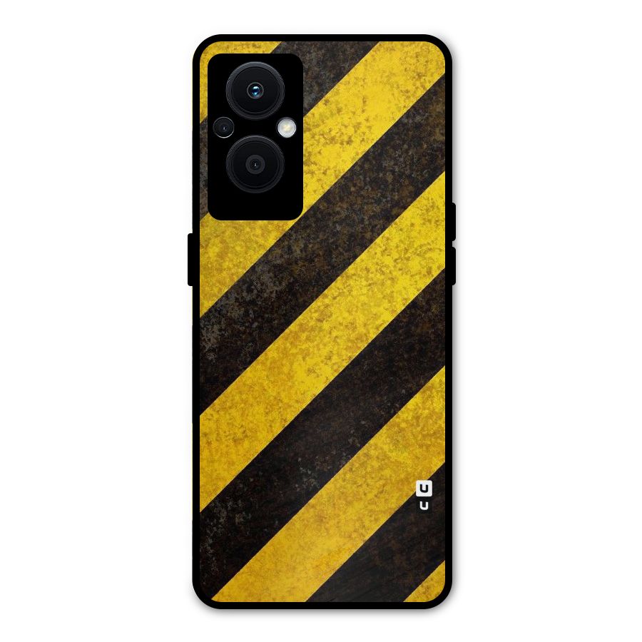 Shaded Yellow Stripes Metal Back Case for Oppo F21s Pro 5G