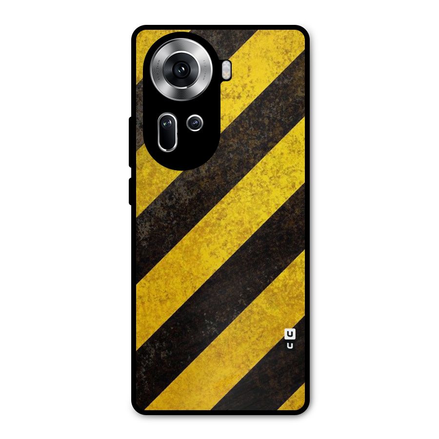 Shaded Yellow Stripes Metal Back Case for Oppo Reno11 5G