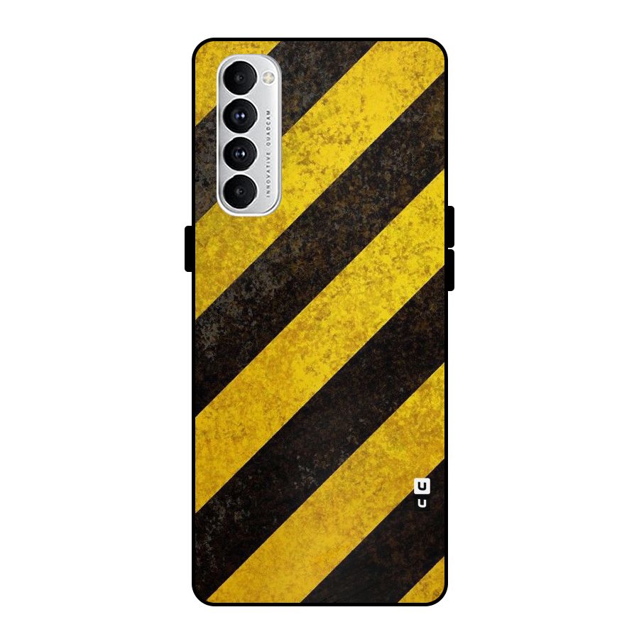 Shaded Yellow Stripes Metal Back Case for Oppo Reno4 Pro