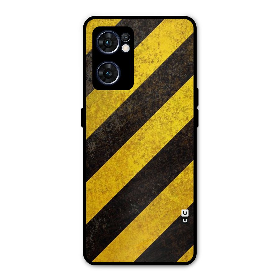 Shaded Yellow Stripes Metal Back Case for Oppo Reno7 5G