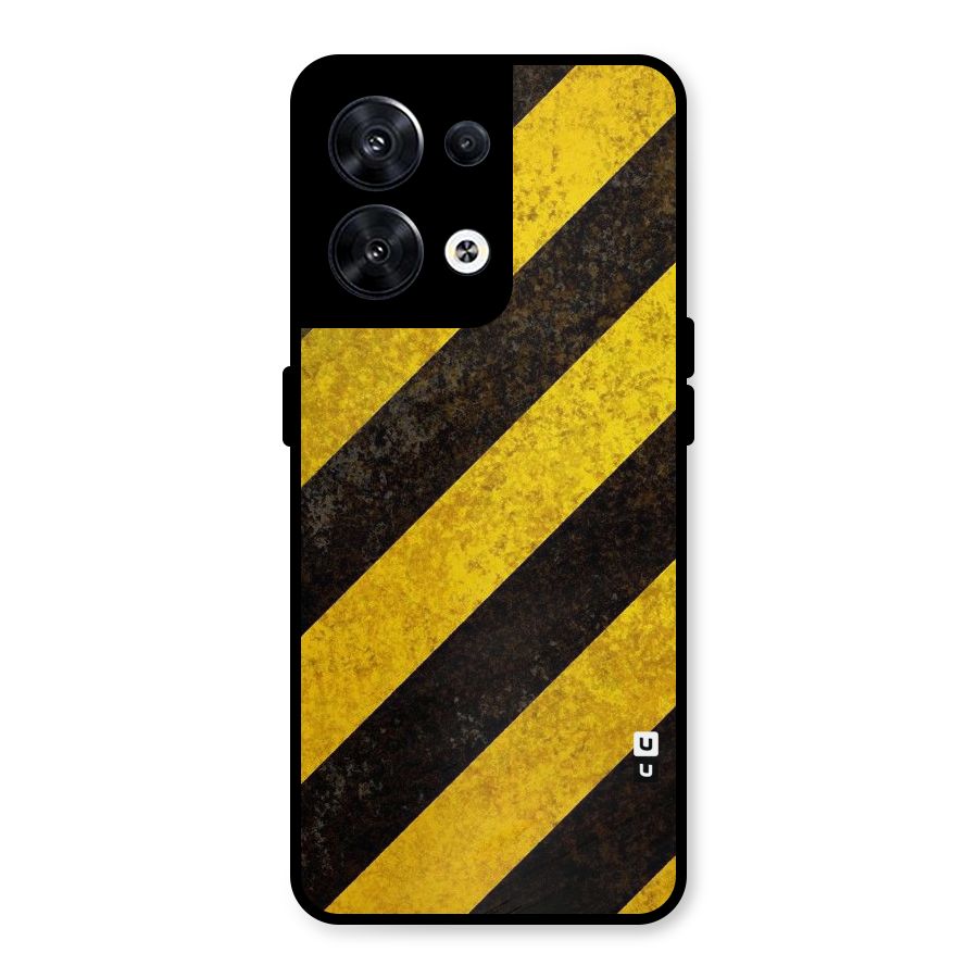 Shaded Yellow Stripes Metal Back Case for Oppo Reno8 5G