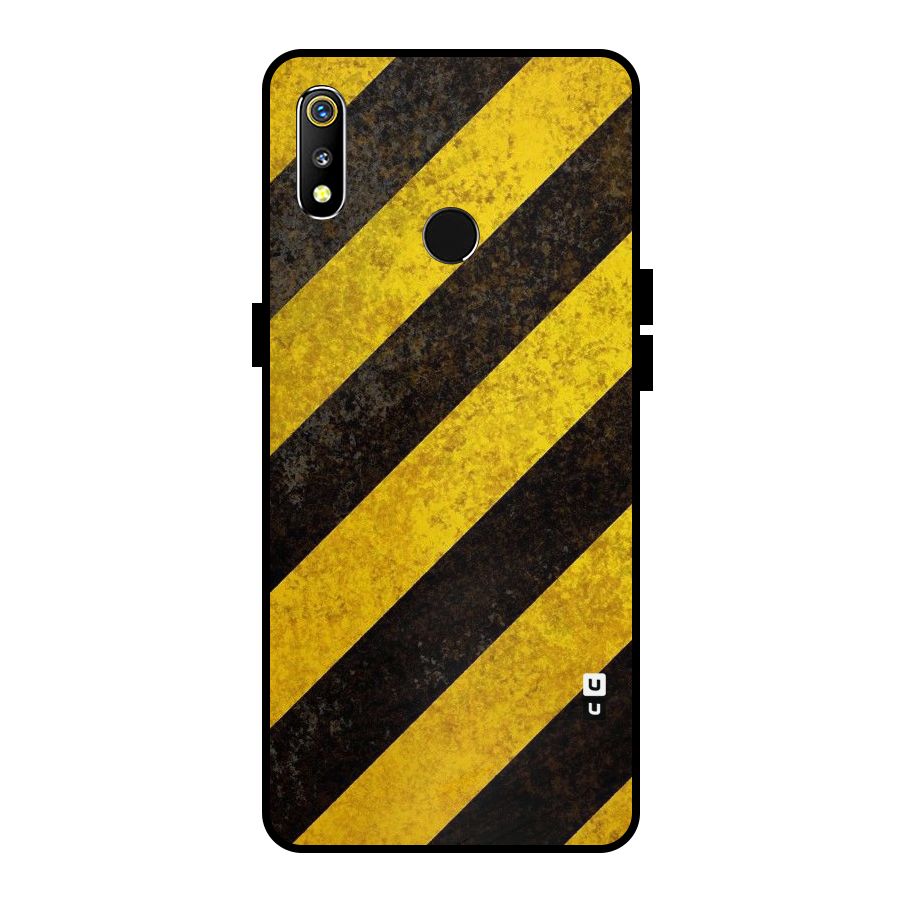 Shaded Yellow Stripes Metal Back Case for Realme 3i