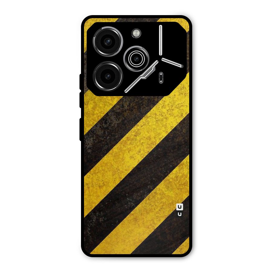 Shaded Yellow Stripes Metal Back Case for Tecno Pova 6 Pro