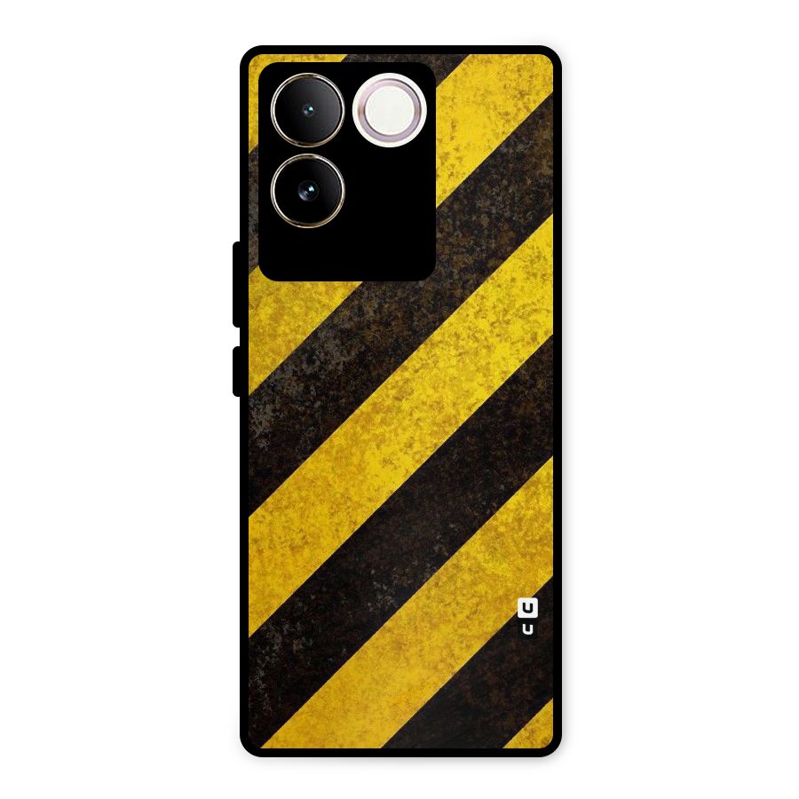 Shaded Yellow Stripes Metal Back Case for Vivo T2 Pro