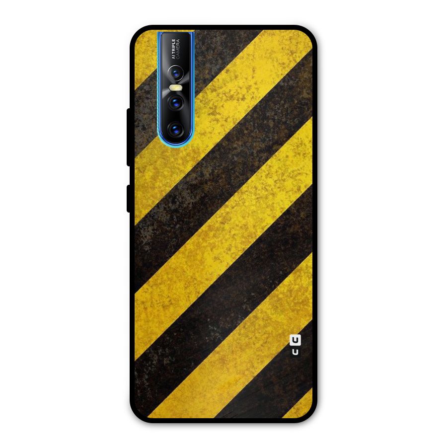 Shaded Yellow Stripes Metal Back Case for Vivo V15 Pro