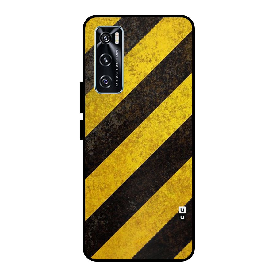 Shaded Yellow Stripes Metal Back Case for Vivo V20 SE