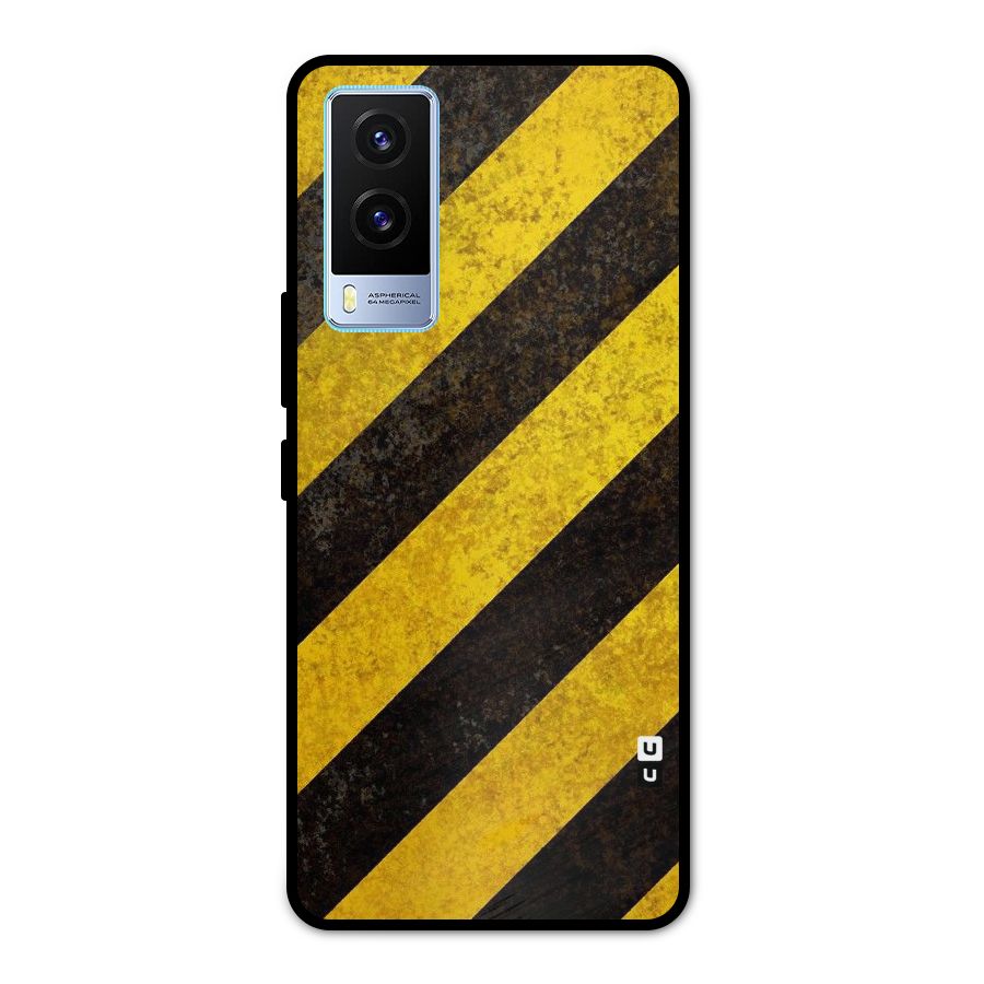Shaded Yellow Stripes Metal Back Case for Vivo V21e 5G