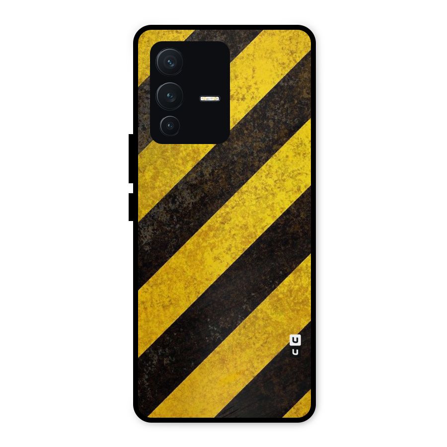 Shaded Yellow Stripes Metal Back Case for Vivo V23 5G