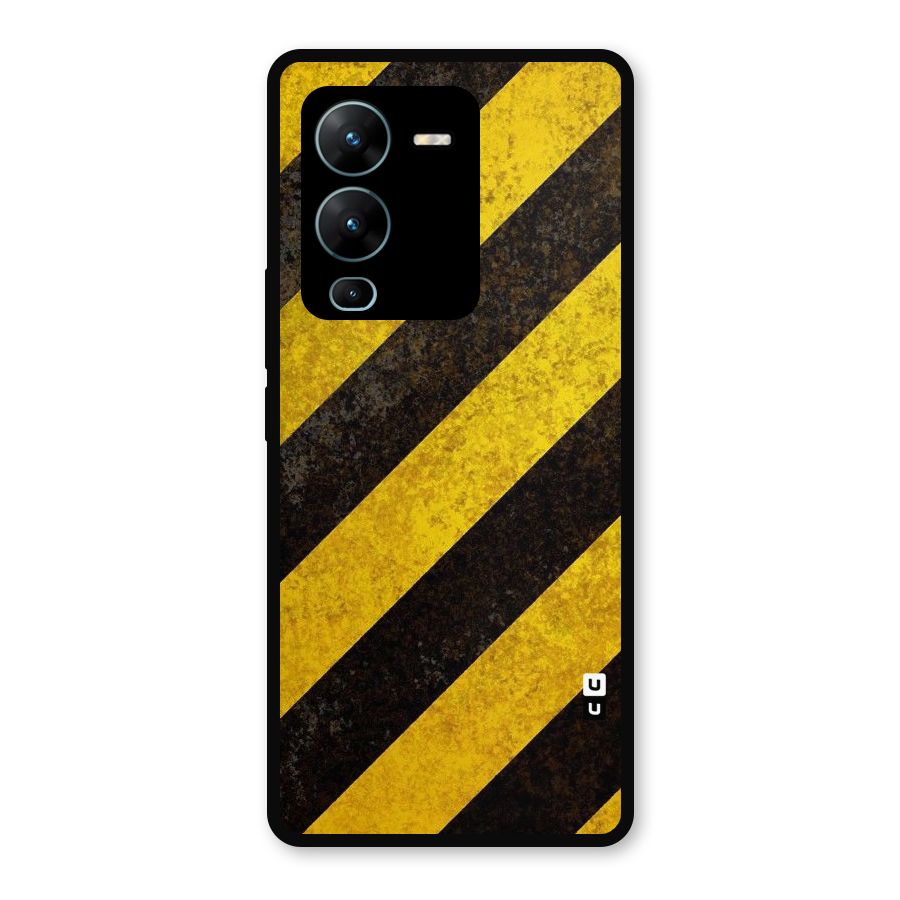 Shaded Yellow Stripes Metal Back Case for Vivo V25 Pro