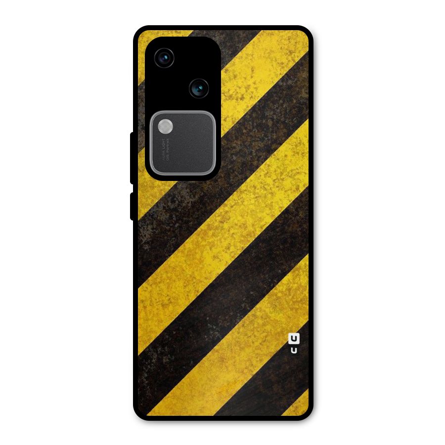 Shaded Yellow Stripes Metal Back Case for Vivo V30 Pro