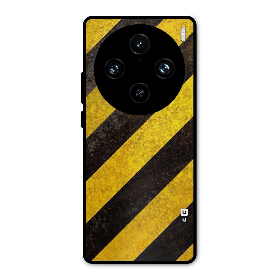 Shaded Yellow Stripes Metal Back Case for Vivo X100 Pro