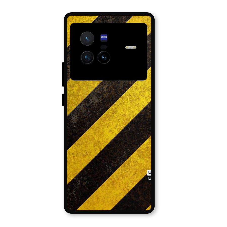 Shaded Yellow Stripes Metal Back Case for Vivo X80