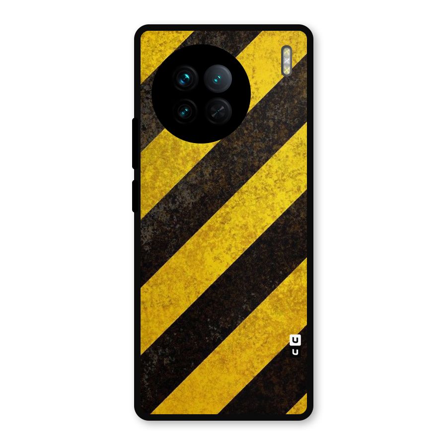 Shaded Yellow Stripes Metal Back Case for Vivo X90